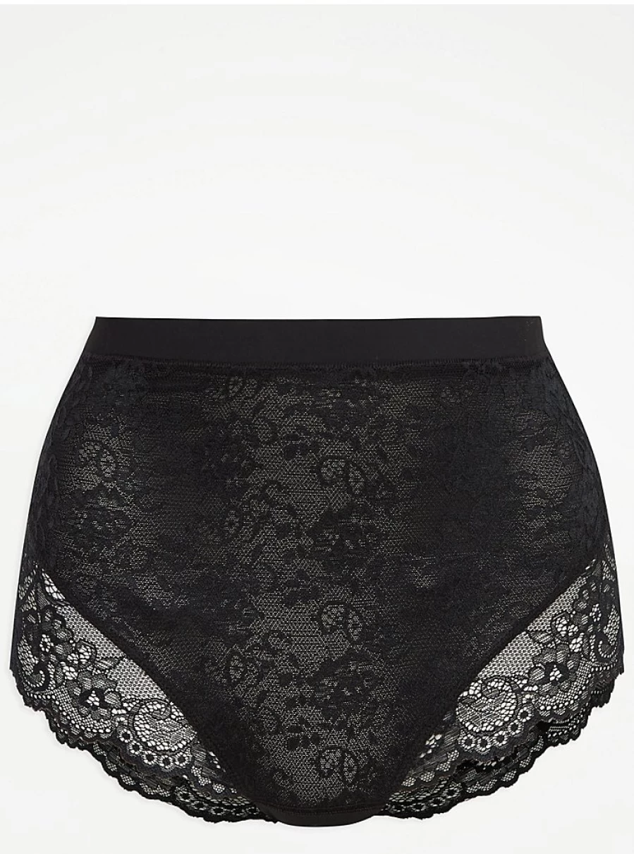 Black Lace High Waisted Shaping Briefs | Women's Lingerie | George at Asda
