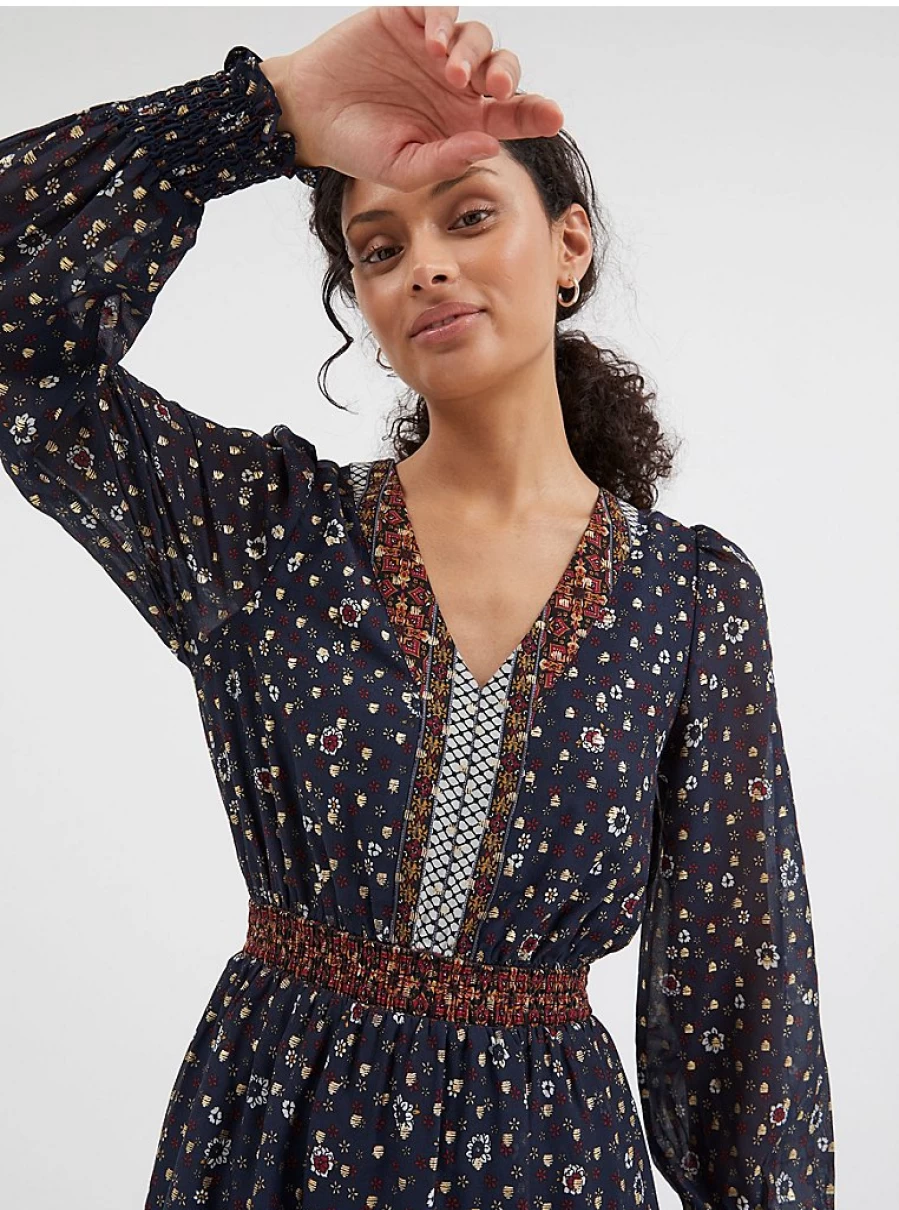 "George at Asda Women's Navy Boho Chiffon Tiered Midi Dress – Comfortable & Stylish Summer Dress"