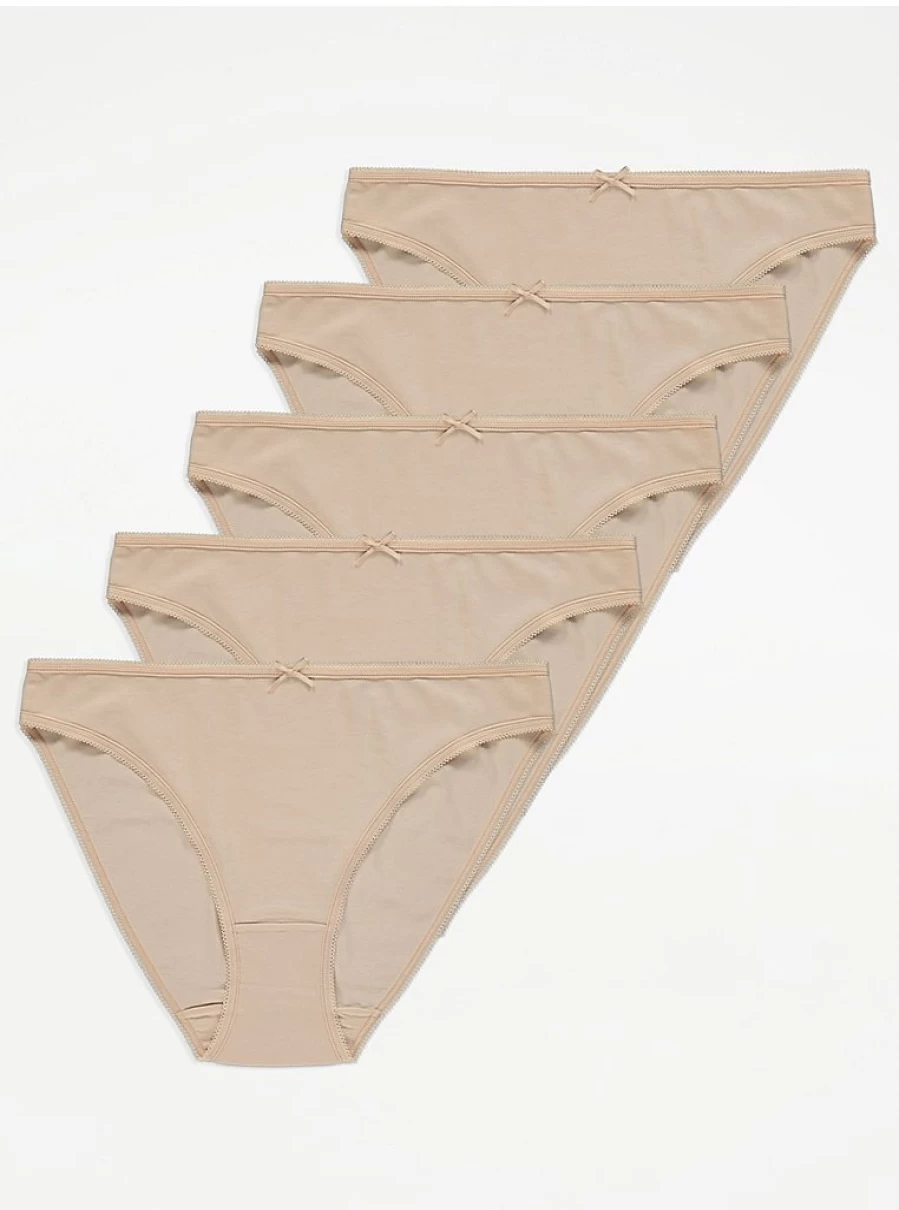 "George at Asda Nude High Leg Briefs 5-Pack | Comfortable Lingerie Underwear for Women"