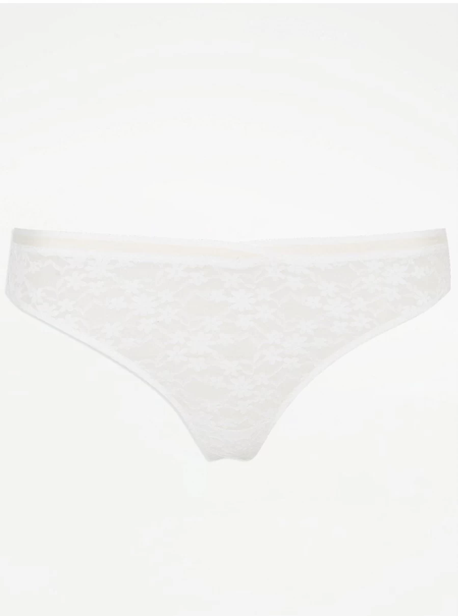 "George at Asda White Daisy Lace Thong | Women's Lingerie | Comfortable & Stylish Panties"