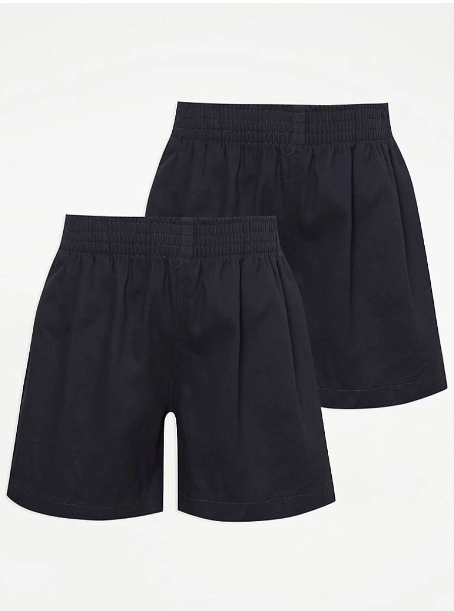 "George at Asda Navy School Rugby Shorts 2-Pack – Comfortable & Durable for Sports"