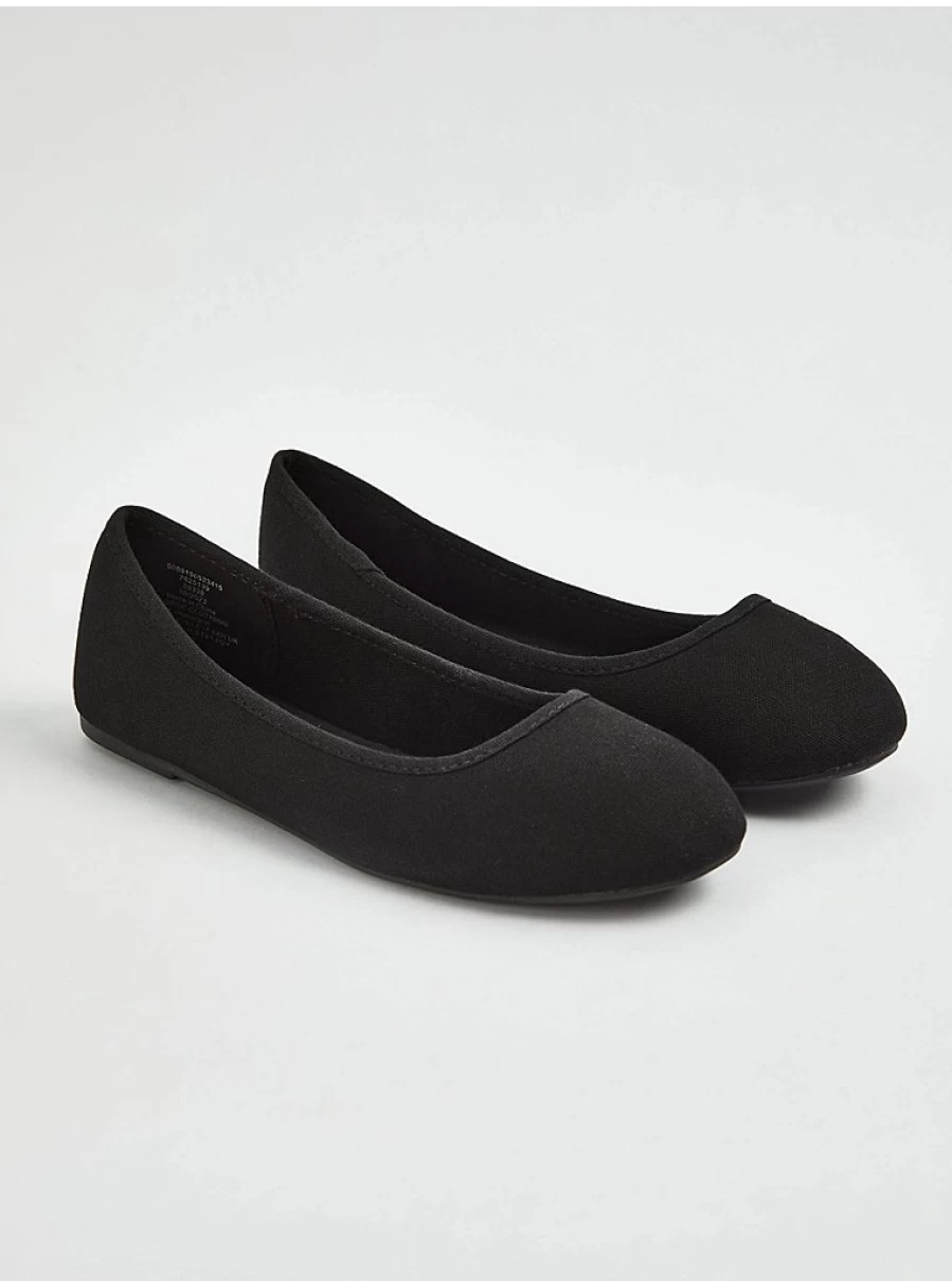 Women's Black Canvas Ballet Flats by George at Asda | Comfortable & Stylish Dance Shoes