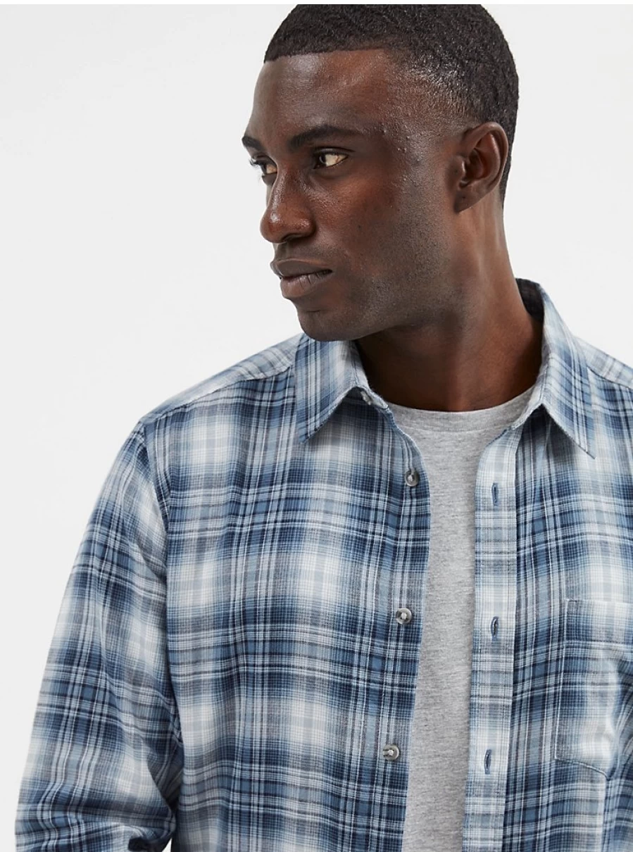 "George at Asda Men's Blue Checked Brushed Flannel Long Sleeve Shirt Review"