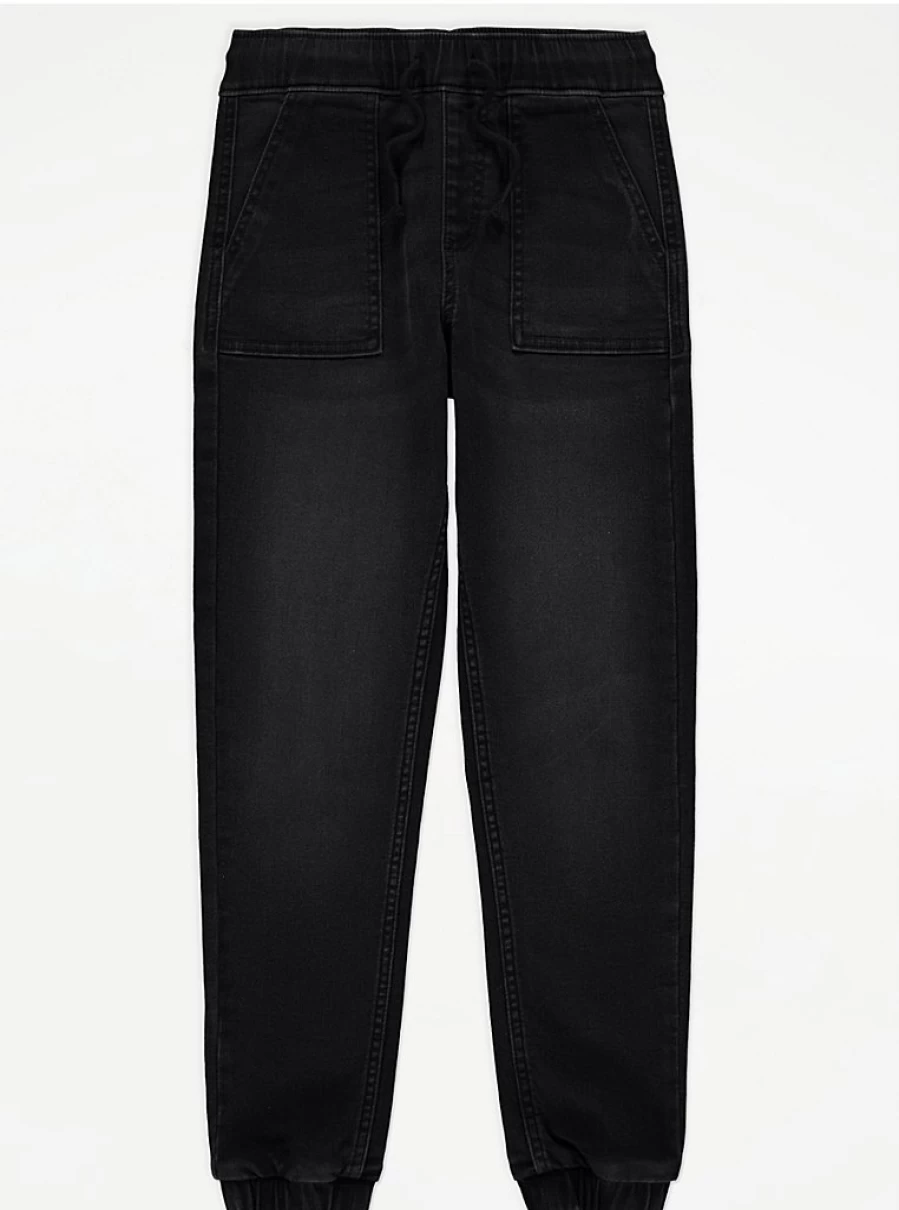 "George at Asda Boys' Black Pull-On Denim Jeans – Comfortable Fit & Easy Wear"