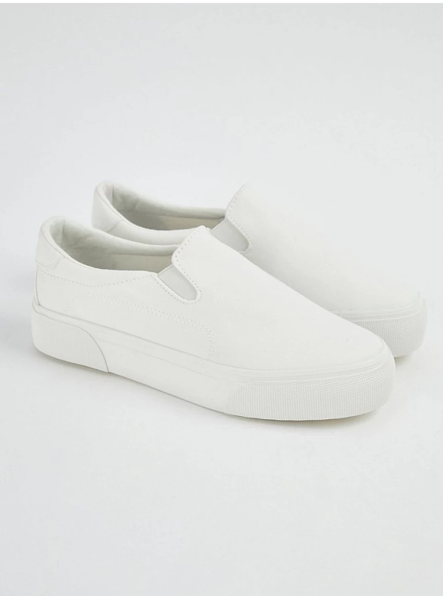 Women's White Slip-On Canvas Pumps - Comfortable & Stylish | George at Asda