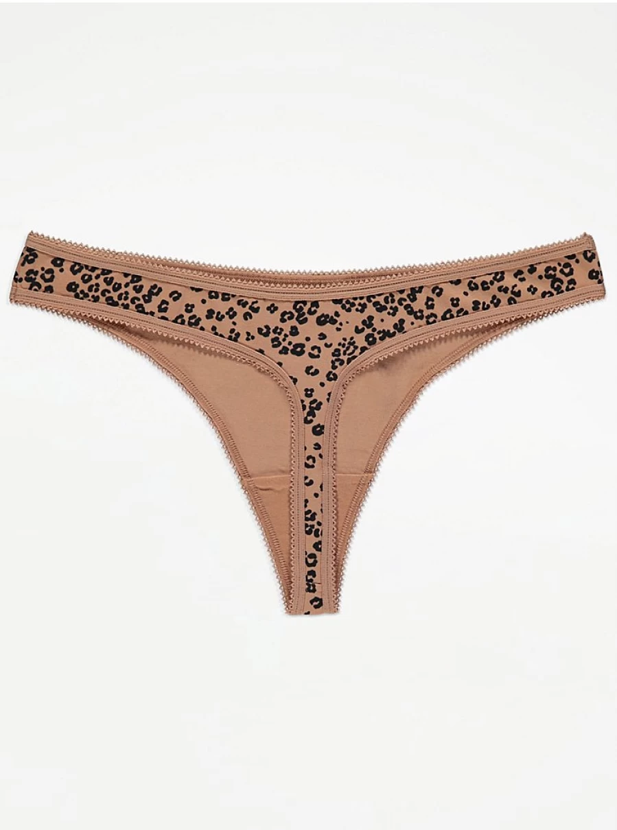 George at Asda Women's Animal Print Thong Underwear 5-Pack | Soft Comfortable Lingerie Set