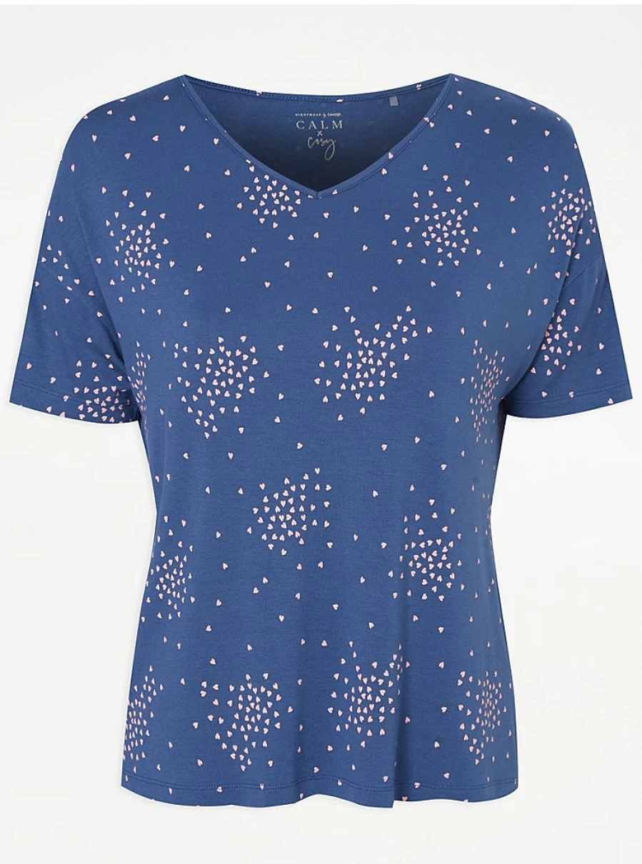 "George at Asda Blue Heart Print Pyjama Top - Women's Sleepwear & Lingerie Review"
