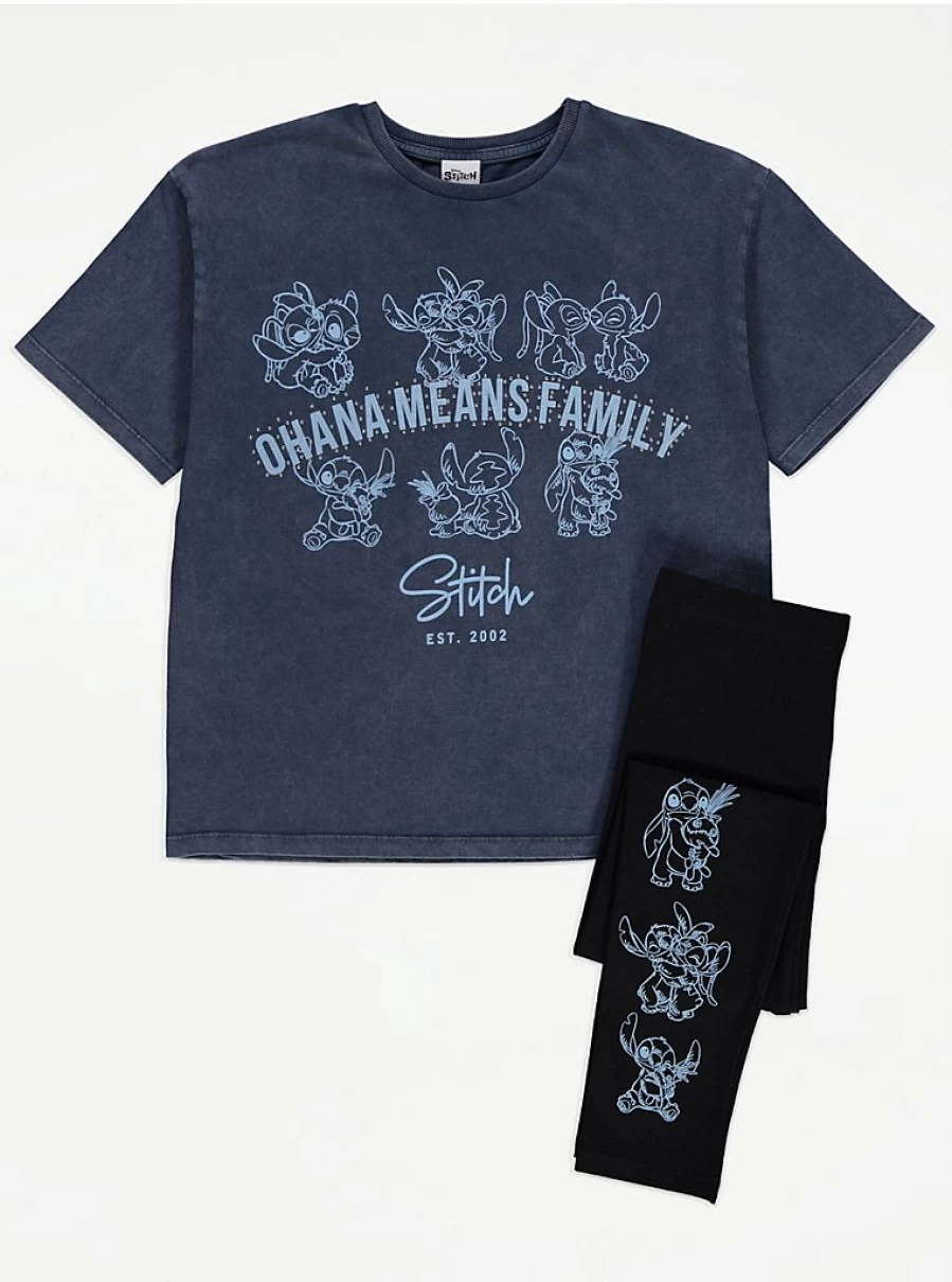 Disney Lilo & Stitch Acid Wash Kids T-Shirt and Leggings Set | George at Asda