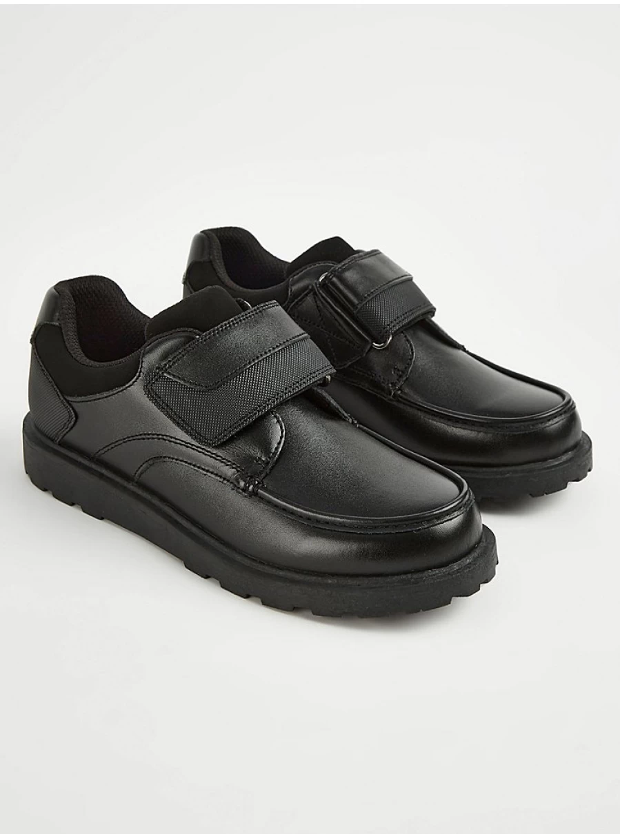 George at Asda Black Leather Moccasin School Shoes for Boys/Girls – Comfortable & Durable School Footwear