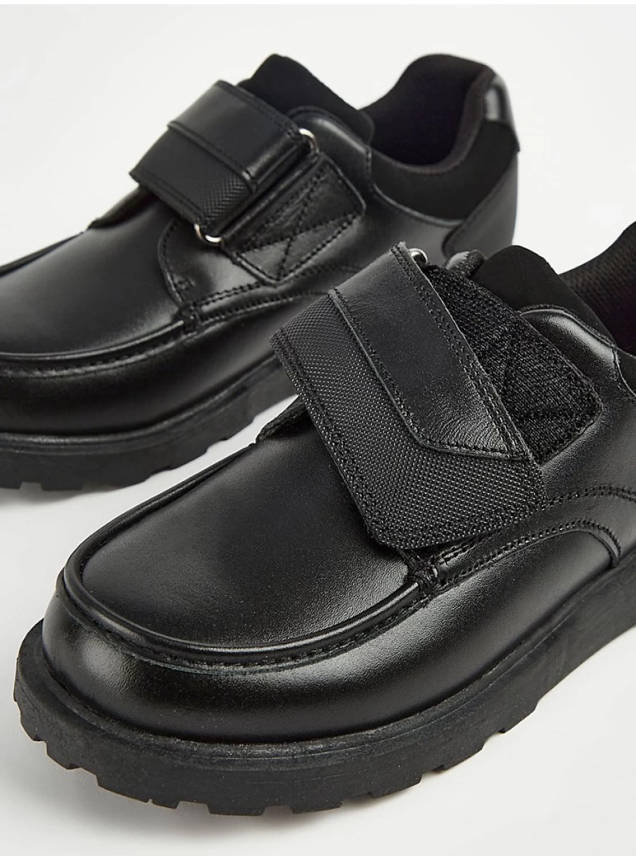 George at Asda Black Leather Moccasin School Shoes for Boys/Girls – Comfortable & Durable School Footwear