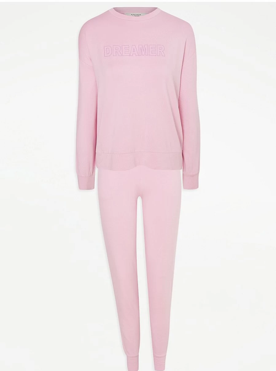 "George at Asda Pink Dreamer Long Sleeve Pyjamas for Women | Soft Sleepwear Set"