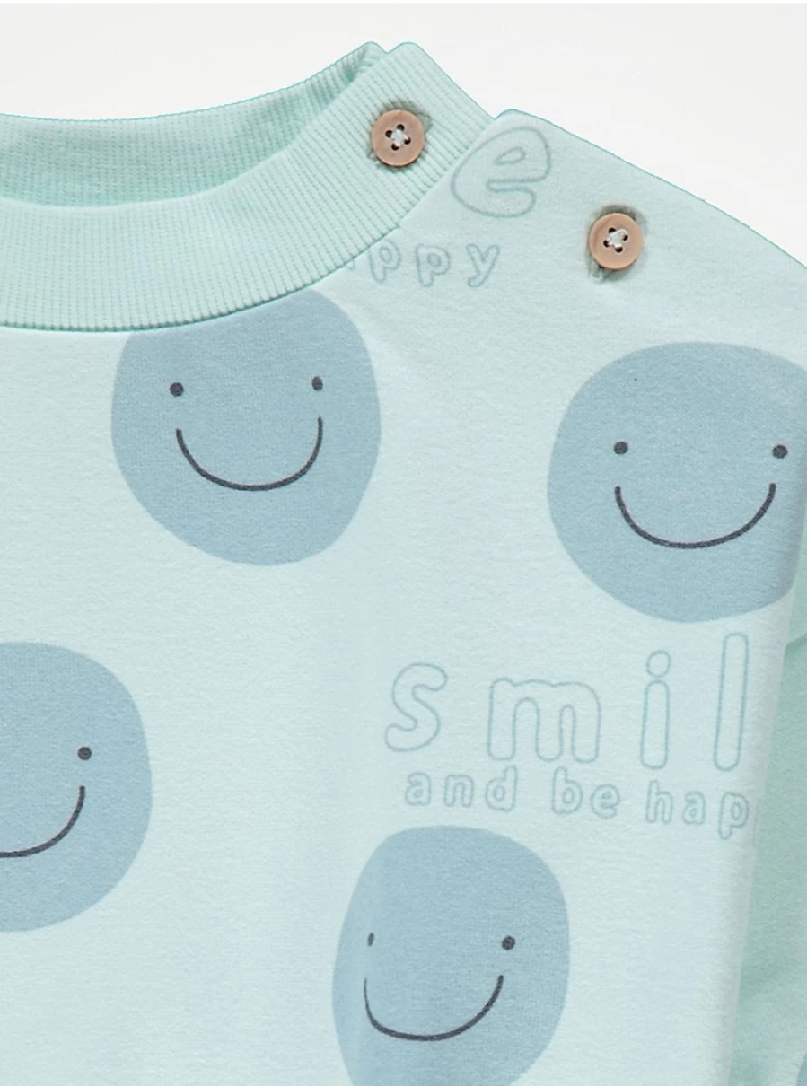 "George at Asda Boys Blue Smiley Face Sweatshirt | Comfortable & Cute Pullover"