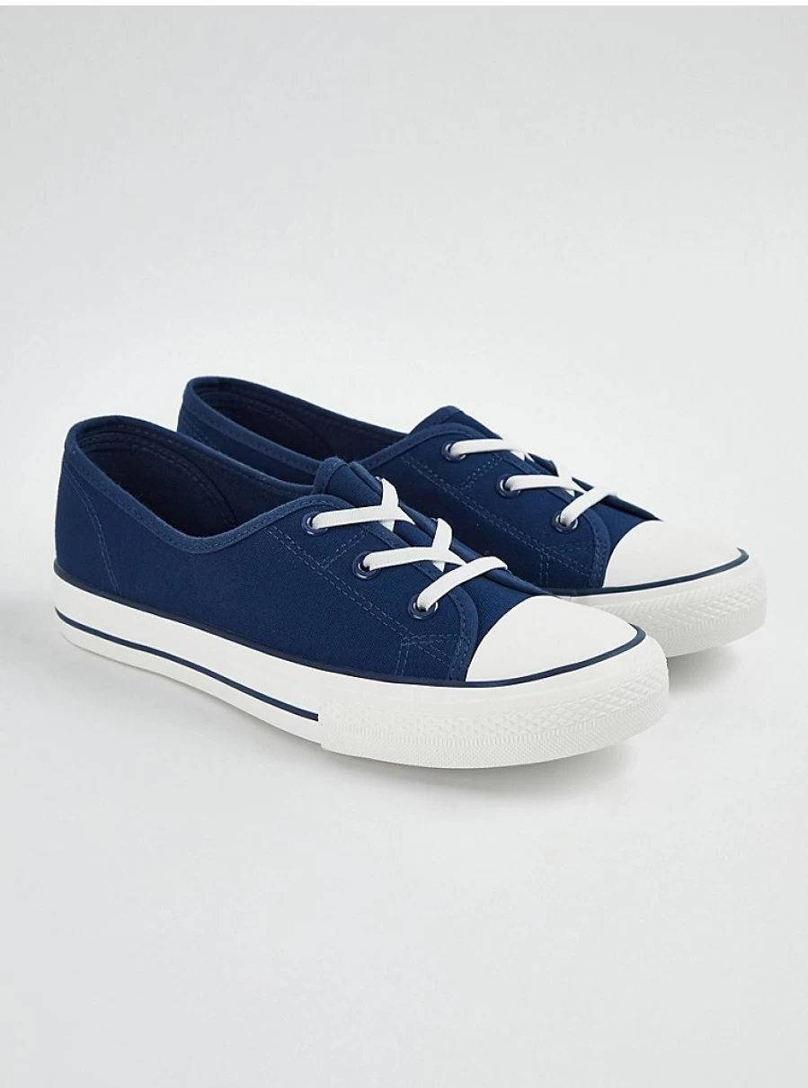 Women's Navy Lace-Up Canvas Trainers - George at Asda Comfort & Style