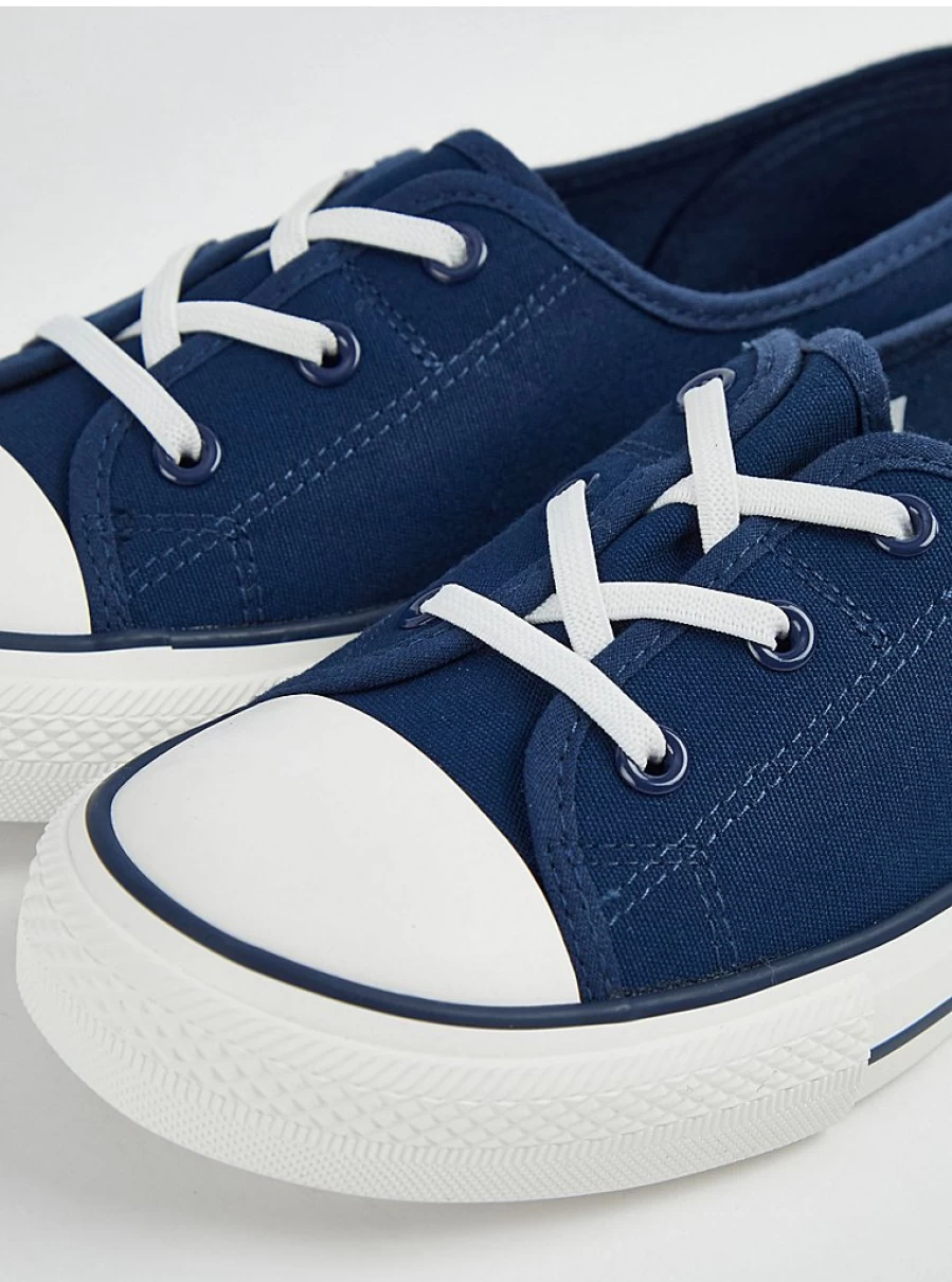 Women's Navy Lace-Up Canvas Trainers - George at Asda Comfort & Style