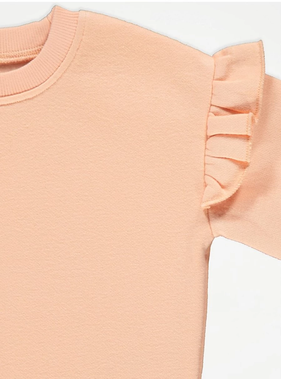 "George at Asda Baby Girls' Peach Frill Trim Sleeve Sweatshirt – Cute & Comfortable Review"