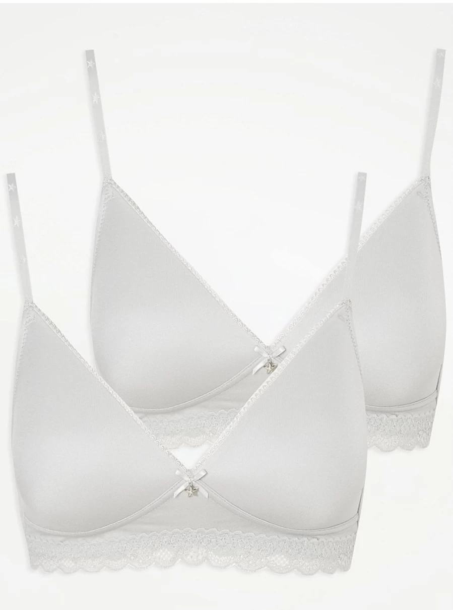 "George at Asda Women's Grey Supersoft First Bra 2-Pack – Comfortable Lingerie Set Reviews"