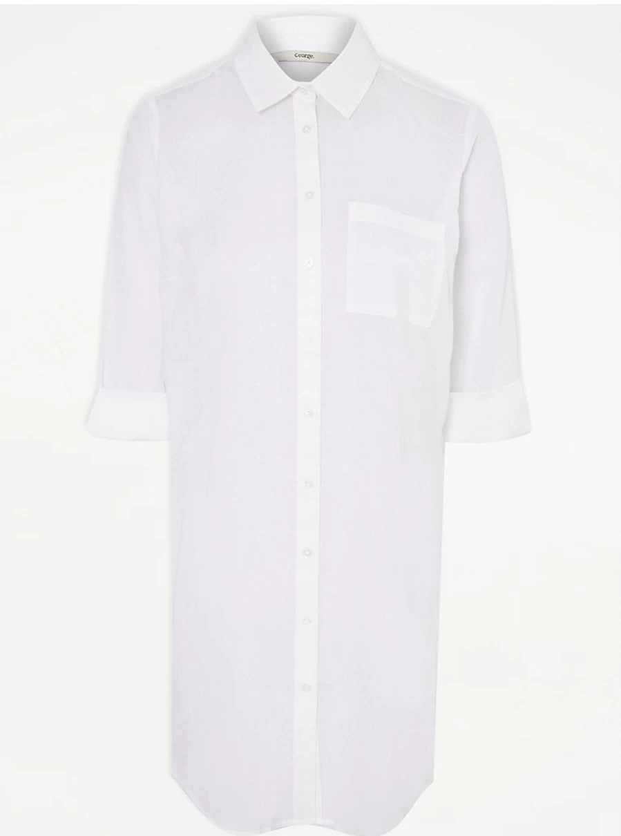 "George at Asda Women's White Lightweight Beach Shirt – Comfortable & Stylish Summer Top"