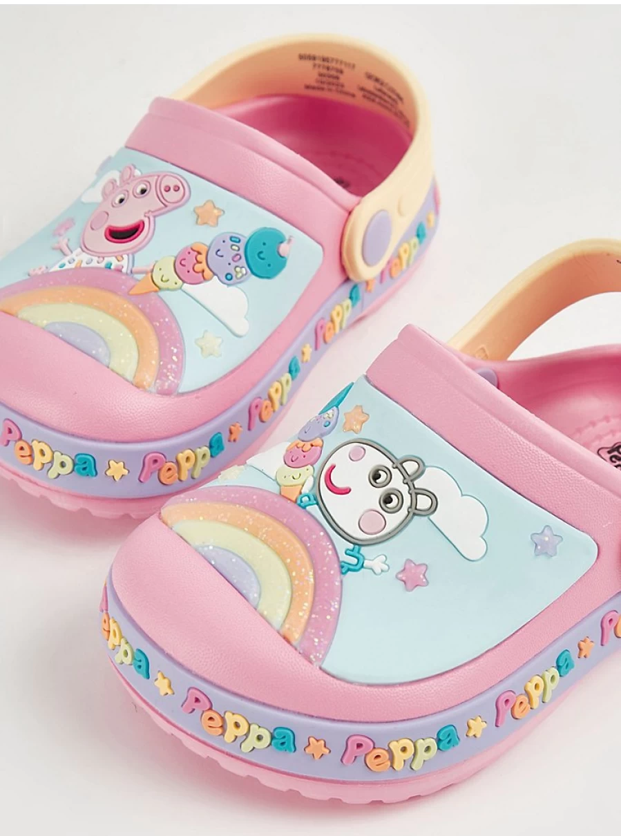 "George at Asda Peppa Pig Girls' Pink Rainbow Clogs | Kids' Comfortable Slip-On Shoes"