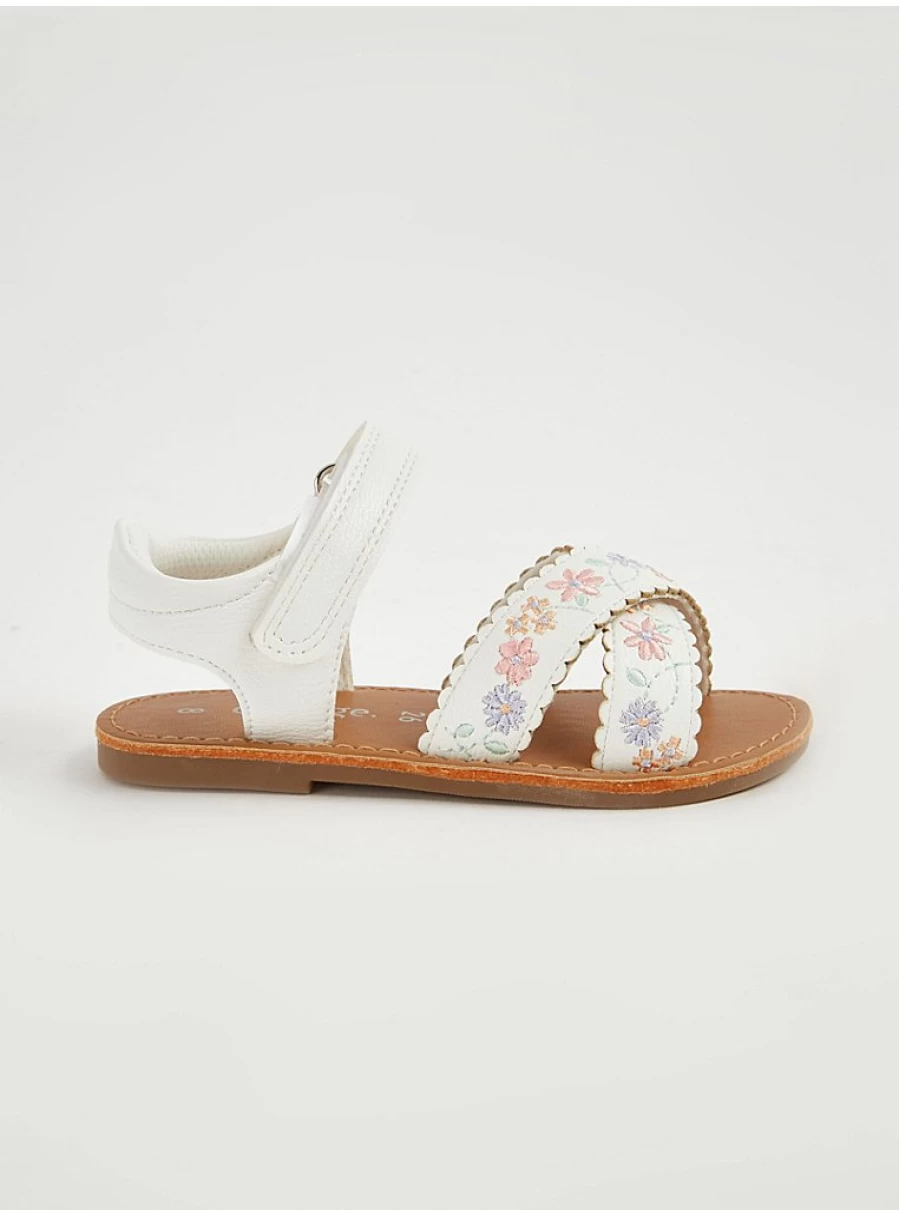 Girls' White Floral Embroidered Sandals | George at Asda | Kids' Summer Shoes Review