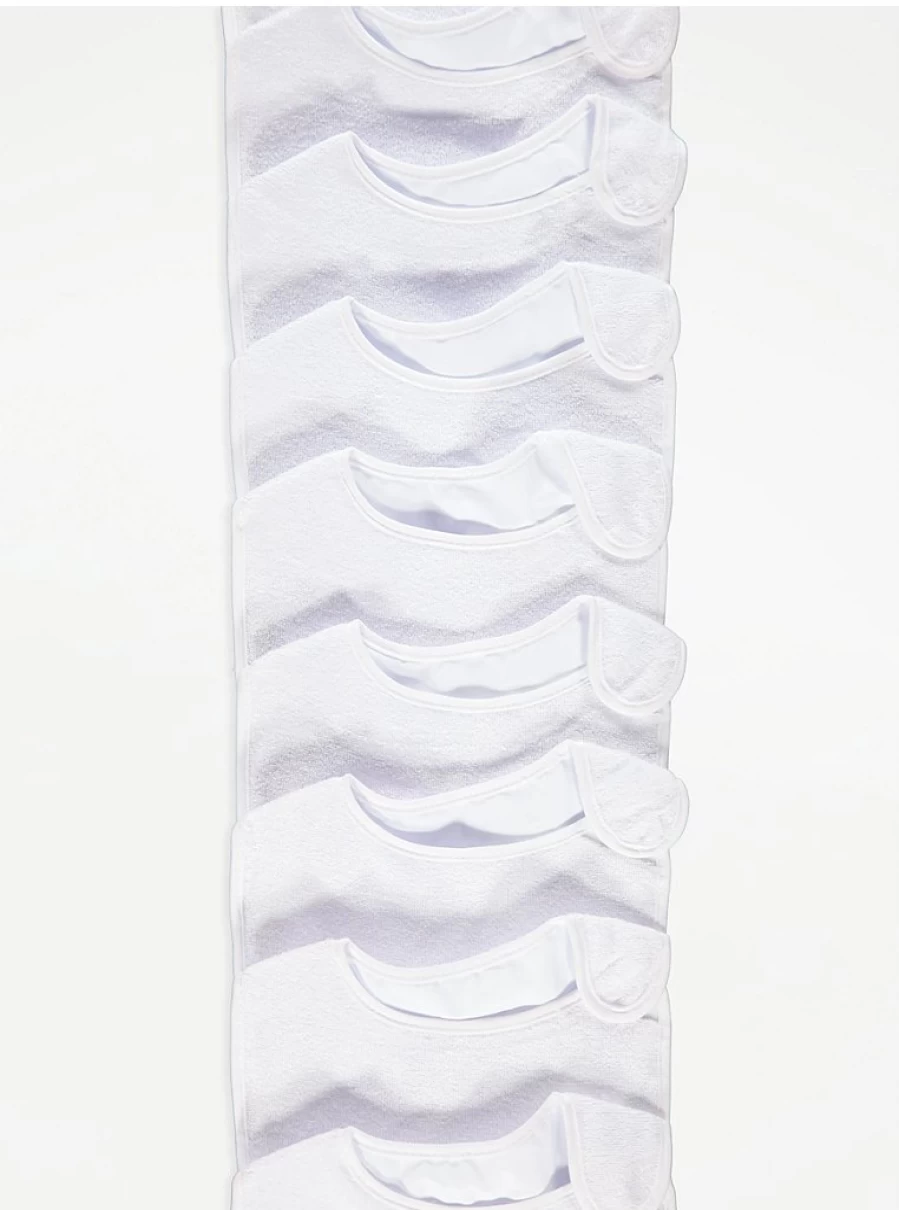 George at Asda Baby White Towelling Bibs 10 Pack - Soft, Absorbent & Durable for Infants