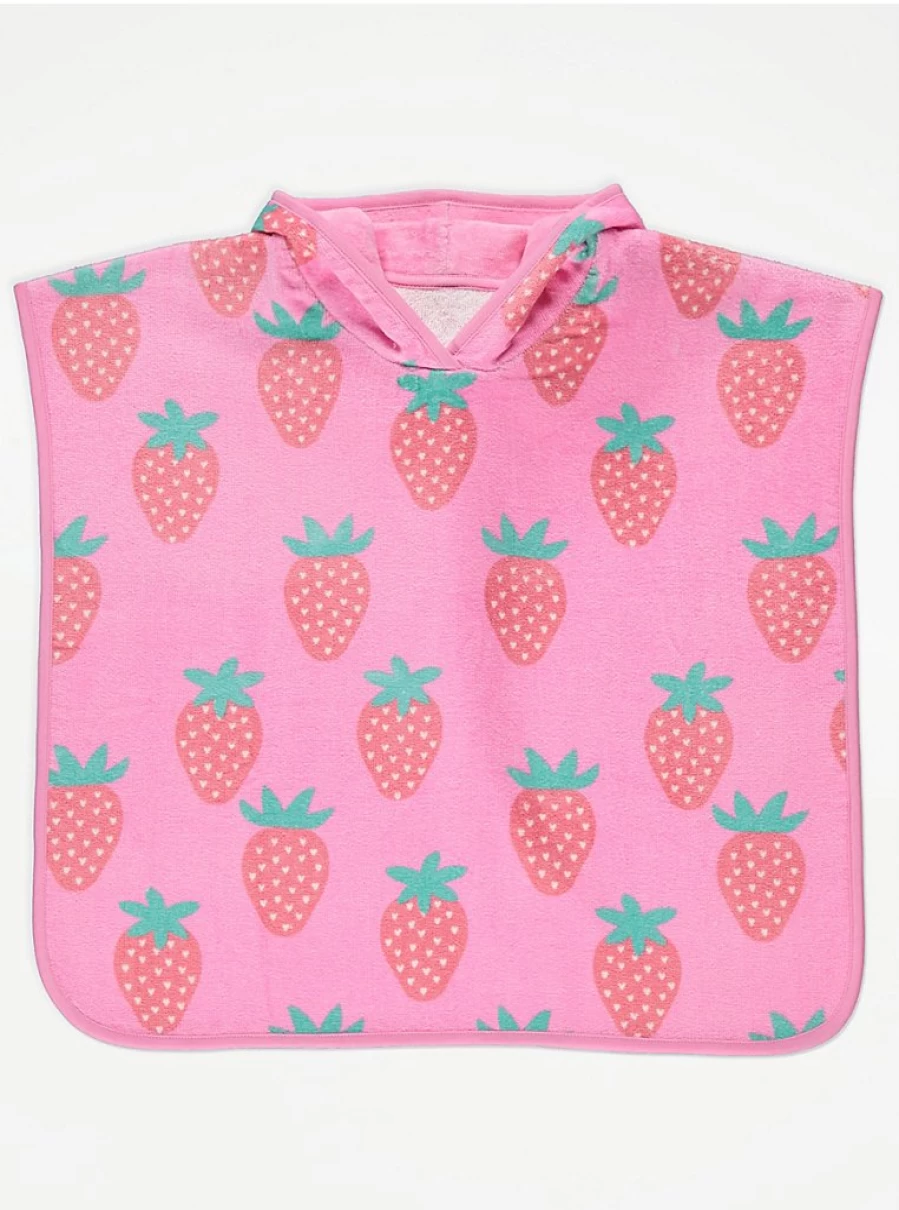 "George at Asda Pink Strawberry Hooded Towel for Girls - Soft Kids Bath Towel Review"