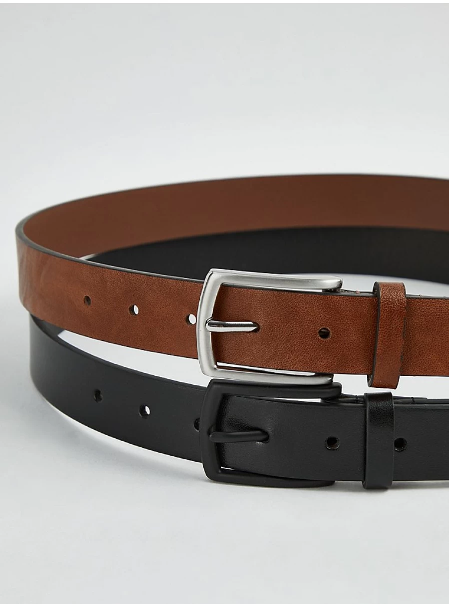 "George at Asda Men's Slim Belts 2 Pack – Comfortable & Stylish Waistbands"