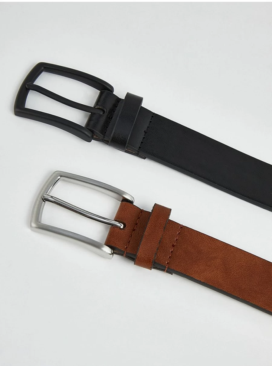 "George at Asda Men's Slim Belts 2 Pack – Comfortable & Stylish Waistbands"