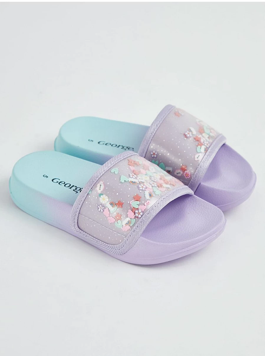 Girls' Purple Ombre Sequin Sliders | Shake & Shimmer Sandals | George at Asda