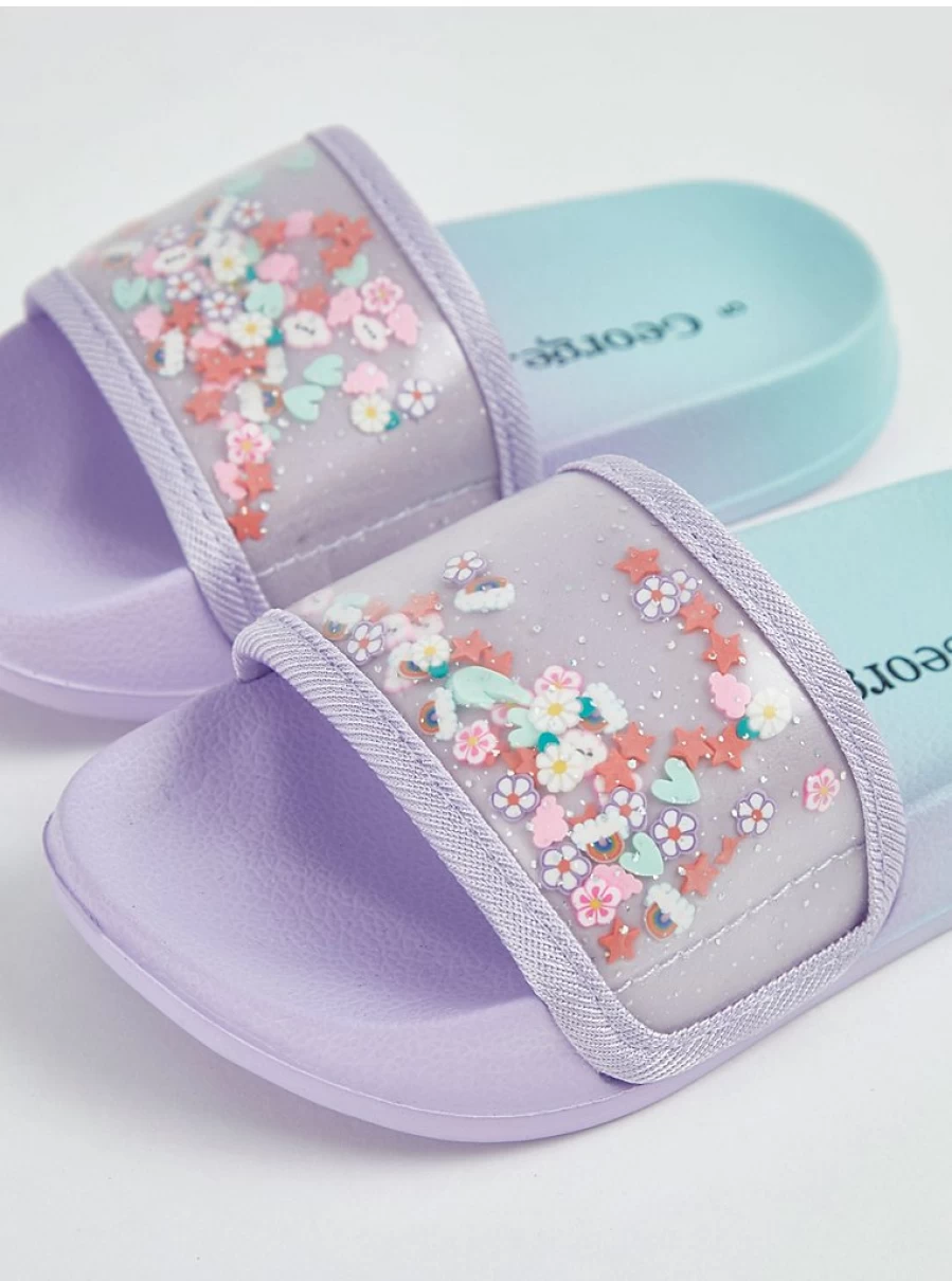 Girls' Purple Ombre Sequin Sliders | Shake & Shimmer Sandals | George at Asda