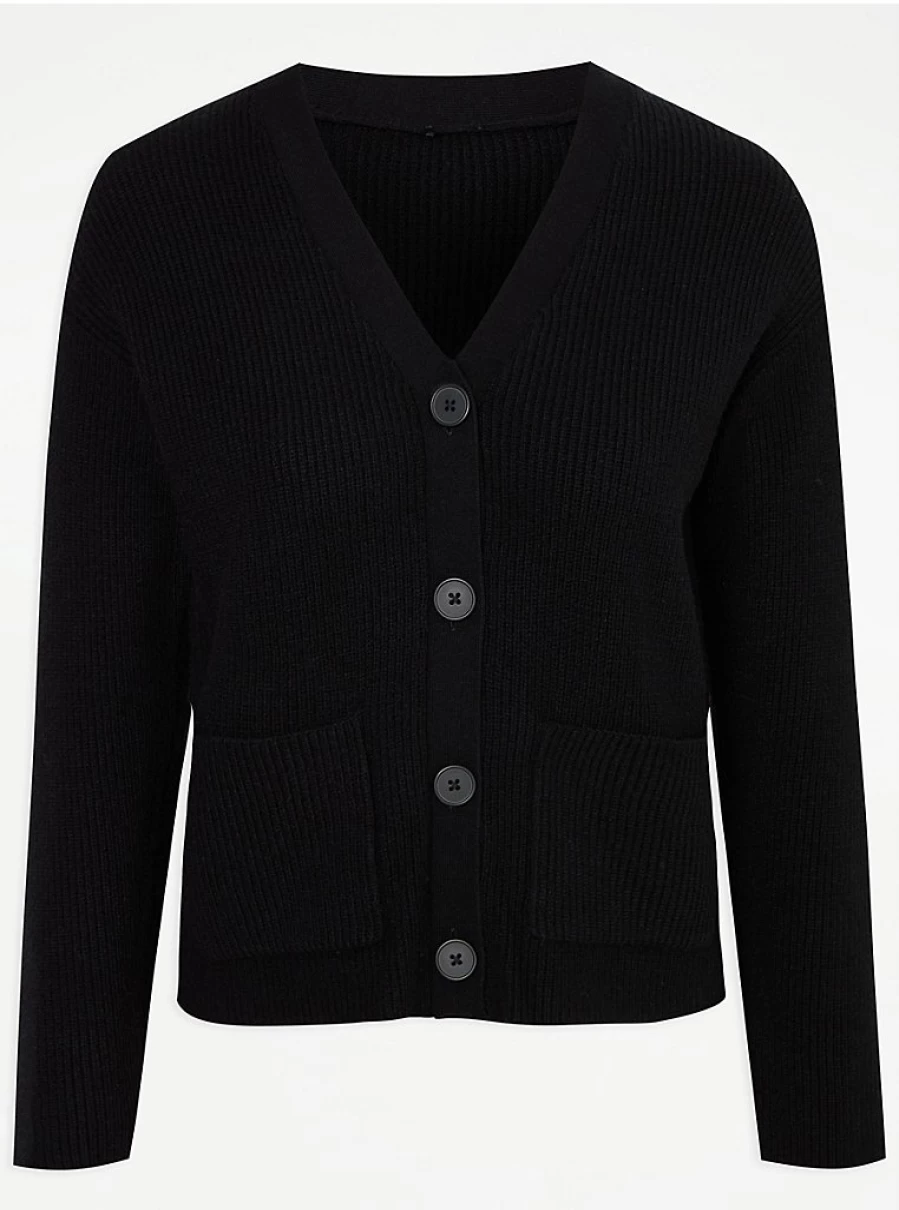 "George at Asda Black Knitted Ribbed Cardigan for Teen Girls – School Uniform Review"