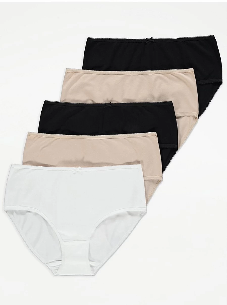 "George at Asda Midi Briefs 5-Pack - Comfortable Lingerie Multipack for Women"