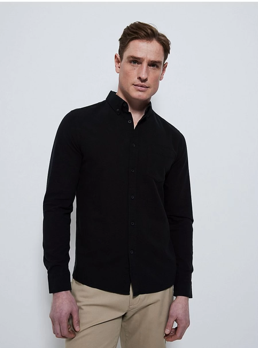Boys' Black Slim Fit Long Sleeve Oxford Shirt | George at Asda