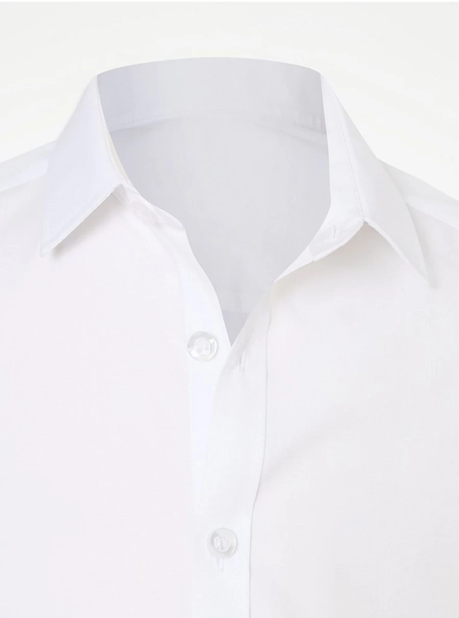 "George at Asda Boys' Non-Iron White Long Sleeve School Shirts 2-Pack – Comfort & Easy Care"