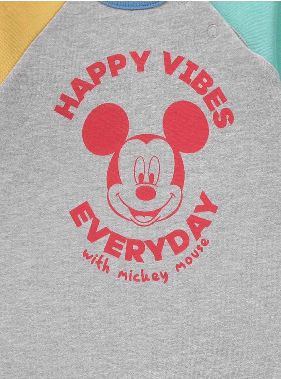 "George at Asda Disney Mickey Mouse Happy Vibes All-in-One Baby Bodysuit for Boys"