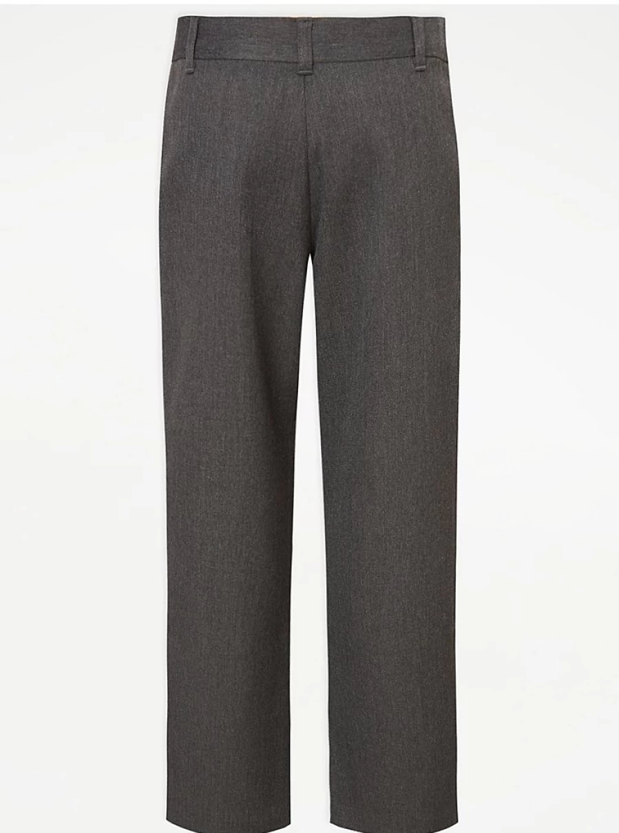 "George at Asda Boys' Grey Plus Fit Regular Leg School Trousers 2-Pack – Comfortable & Durable"