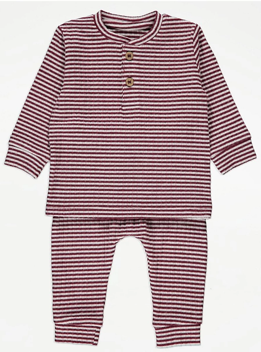 "George at Asda Boys' Burgundy Striped Long Sleeve Top and Leggings Set – Outfit Review"