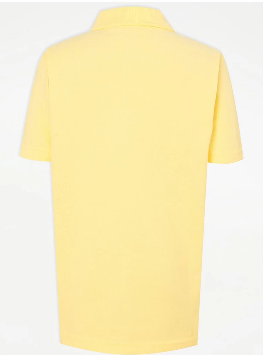"George at Asda Yellow Slim Fit Short Sleeve Polo Shirts 2 Pack for School"