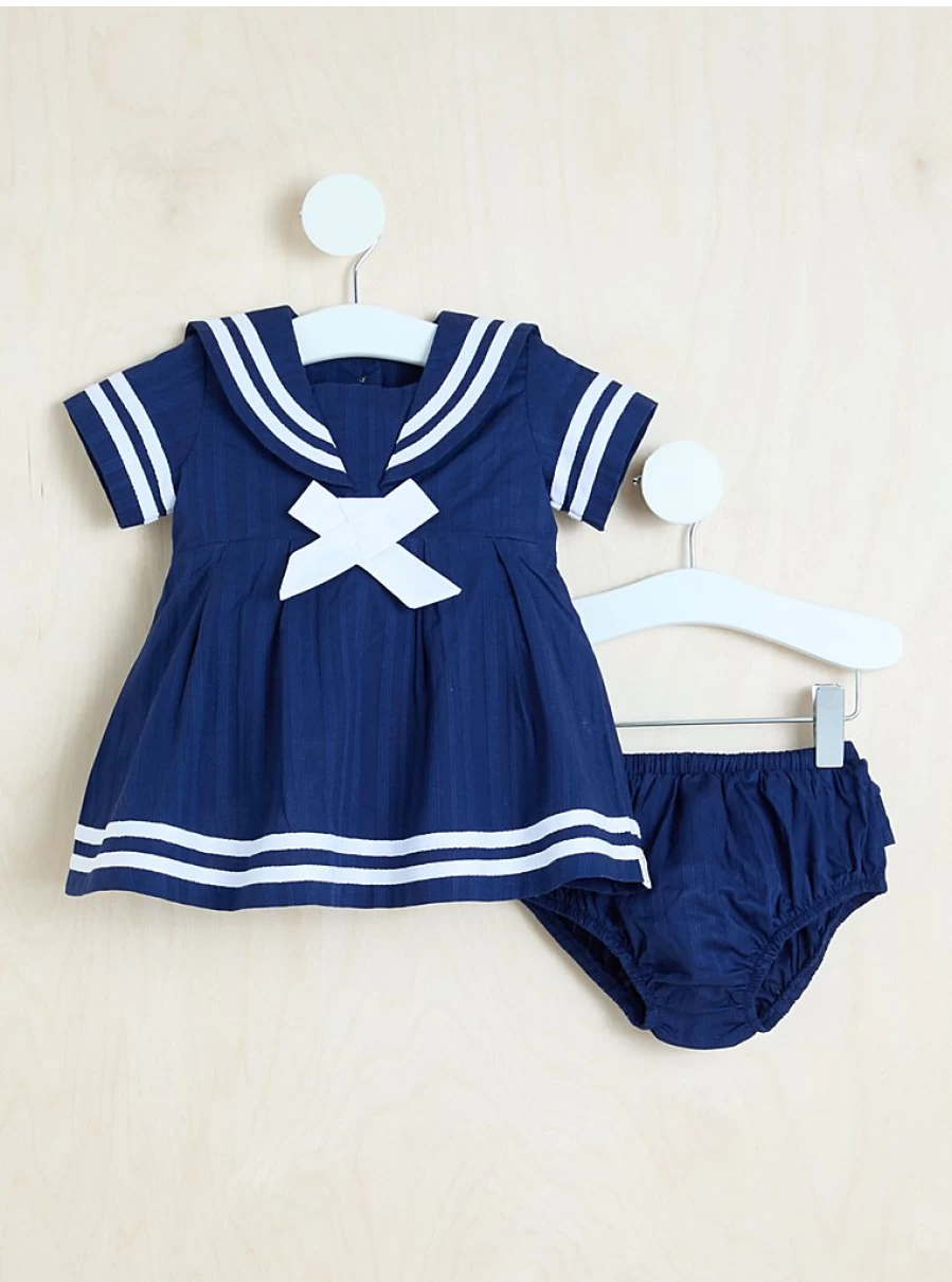 "Navy Nautical Bow Dress and Bloomers Outfit for Girls by George at Asda | Reviews"