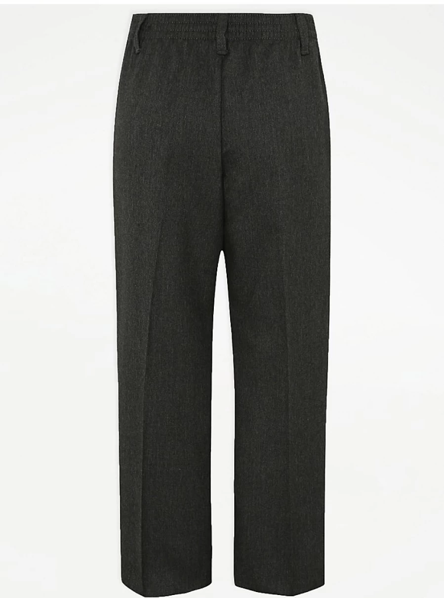 "George at Asda Boys' Grey Half Elastic Waist School Trousers 5-Pack – Comfortable & Durable"