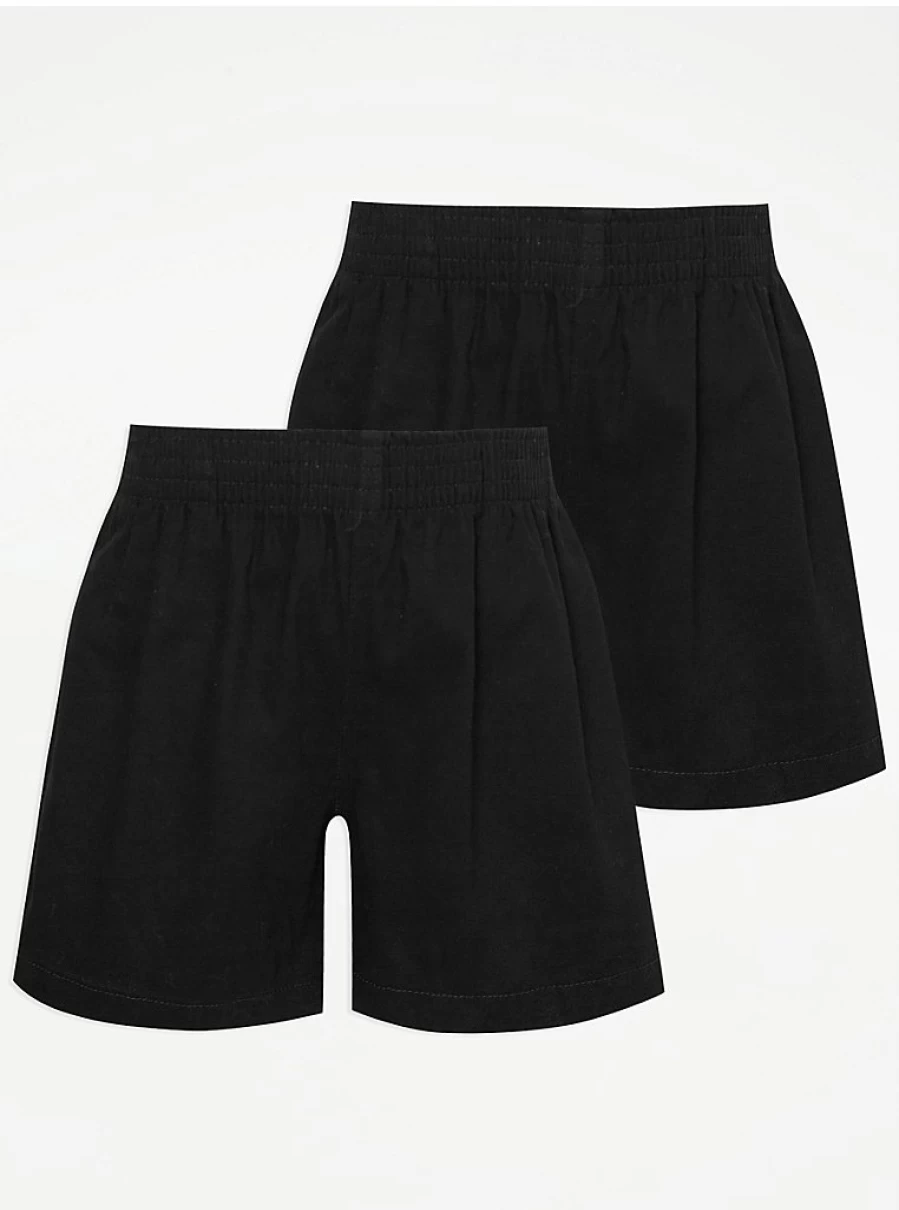 "George at Asda Black School Rugby Shorts 2 Pack – Comfortable & Durable for Sports"
