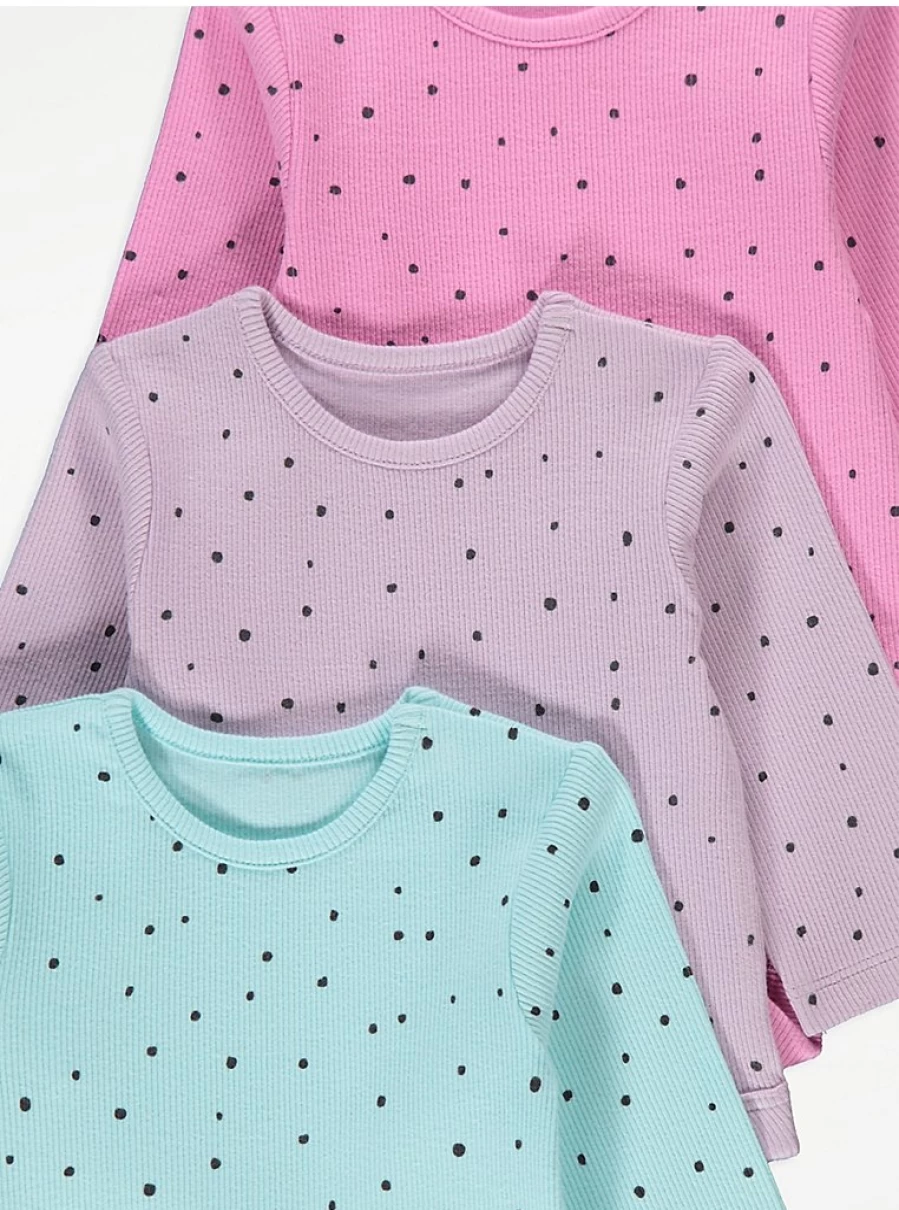 George at Asda Baby Boys/Girls Bright Spot Long Sleeve Bodysuits 3-Pack - Soft Cotton Infant Onesies