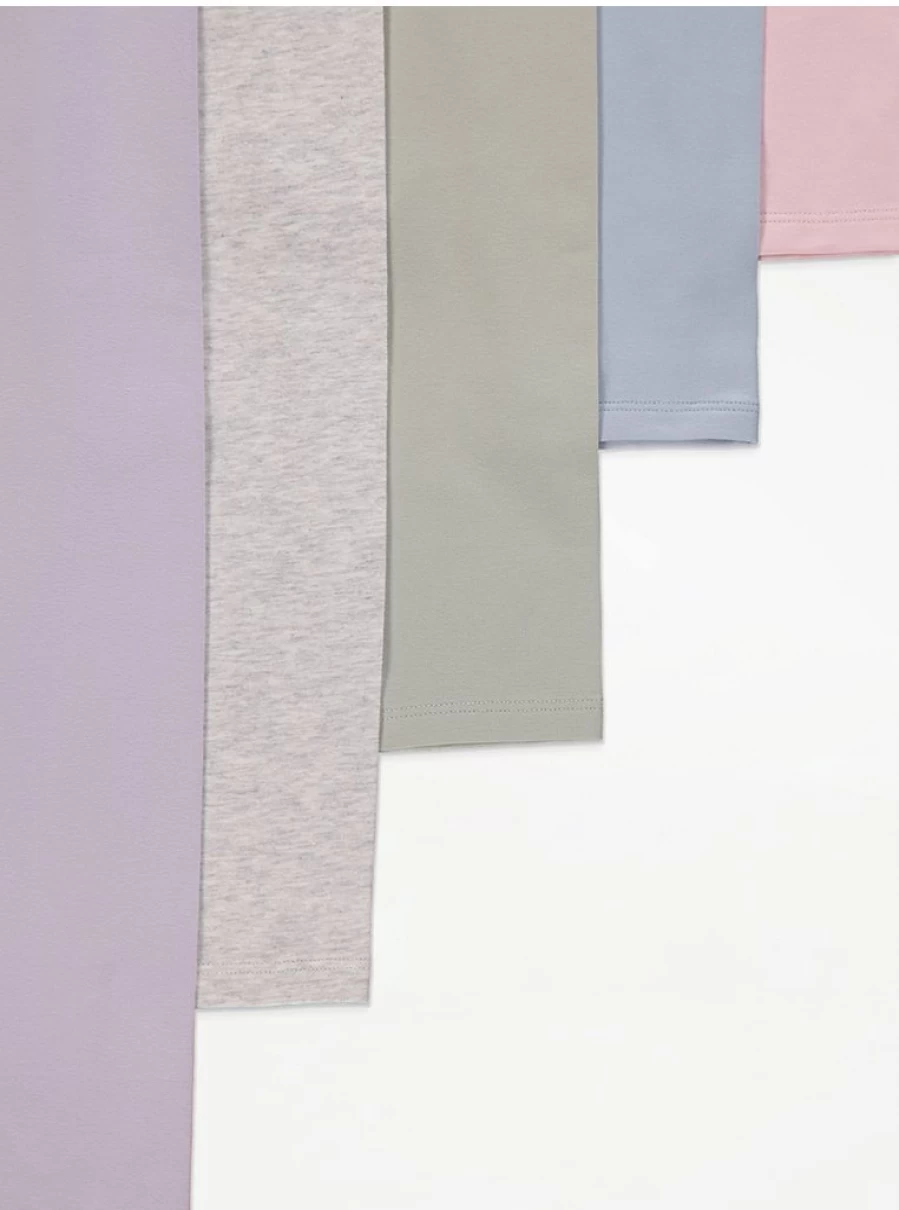 "George at Asda Girls' Pastel Plain Leggings 5-Pack | Soft Comfortable Kids Leggings"