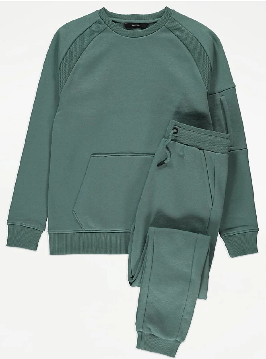 "George at Asda Boys Dark Green Sweatshirt and Joggers Set - Kids Outfit Reviews"