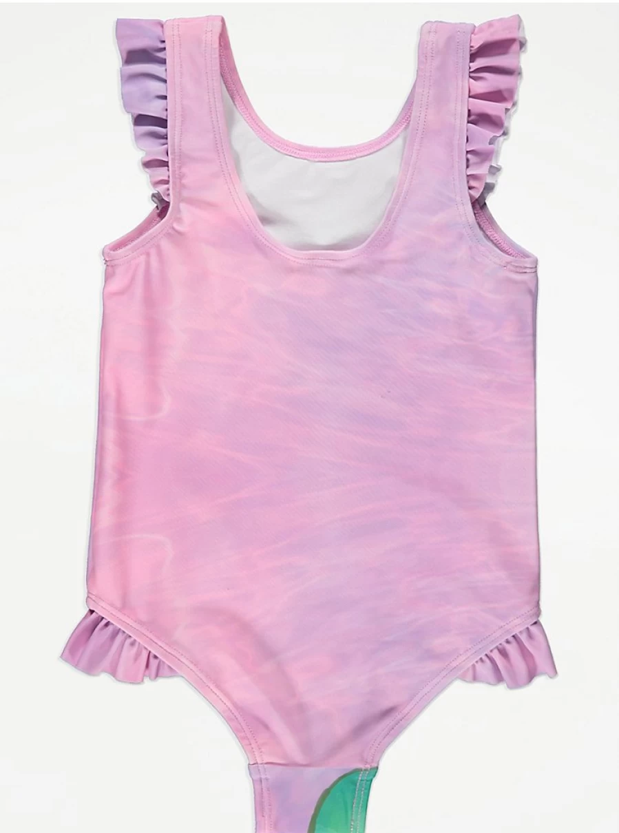 Disney Little Mermaid Girls' Swimsuit with Frill Trim | George at Asda Kids' Swimwear