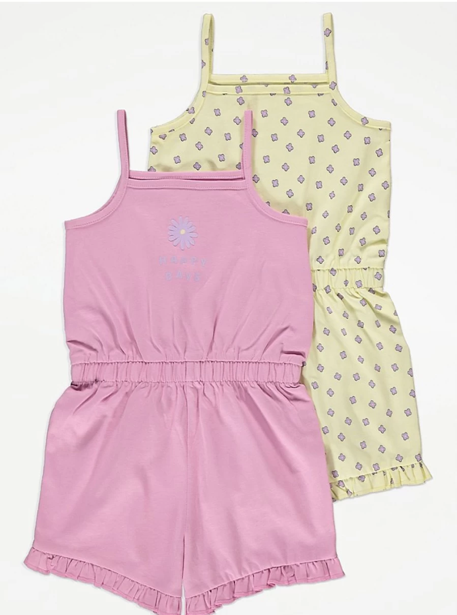 2 Pack Floral Frill Hem Playsuits for Girls | George at Asda | Cute Summer Outfits