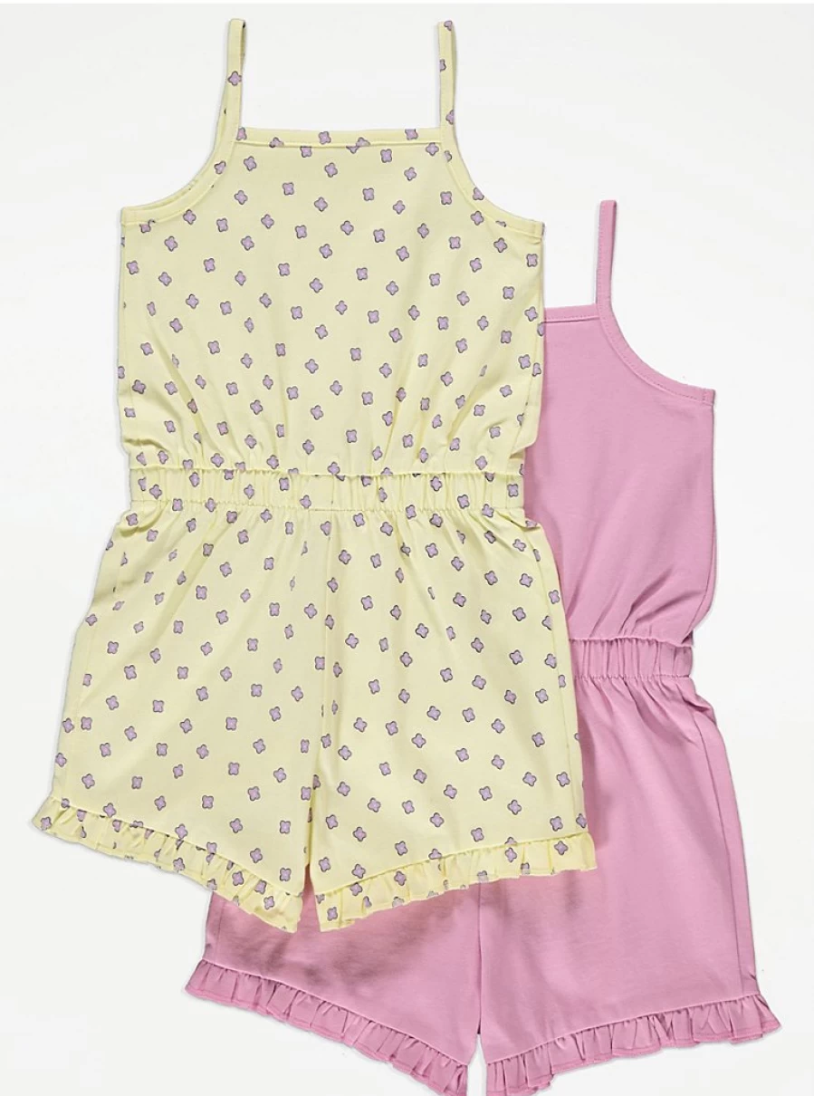 2 Pack Floral Frill Hem Playsuits for Girls | George at Asda | Cute Summer Outfits