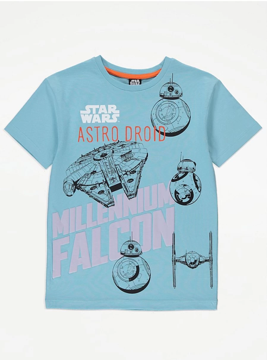 Star Wars Millennium Falcon Blue Astro Droid T-Shirt for Boys by George at Asda