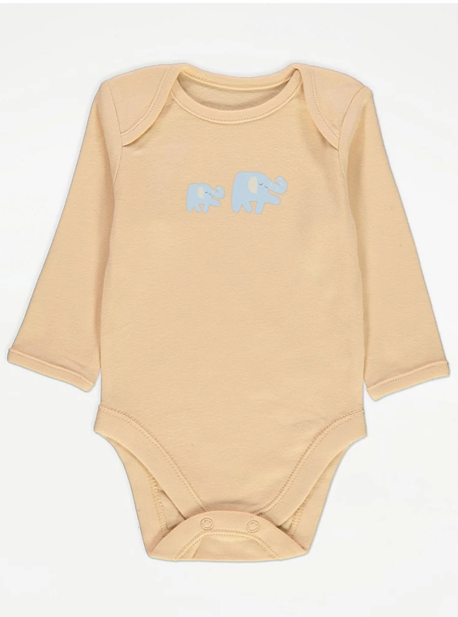 George at Asda Baby Safari Animal Print Long Sleeve Bodysuits 7-Pack - Soft Cotton Infant Onesies