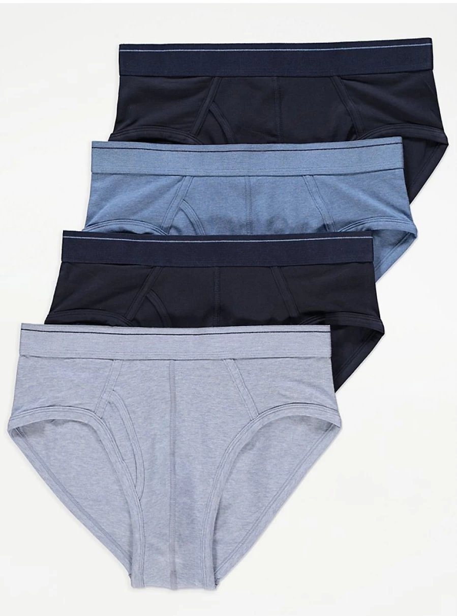 "George at Asda Men's Blue Briefs 4-Pack | Comfort & Quality | Multi-Pack Underwear"