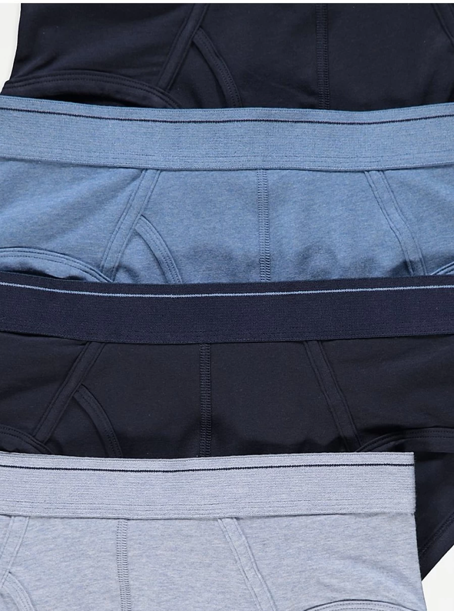 "George at Asda Men's Blue Briefs 4-Pack | Comfort & Quality | Multi-Pack Underwear"